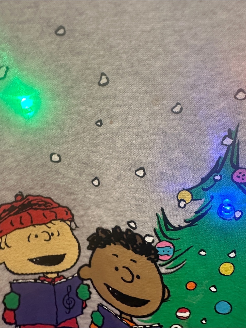 Peanuts Light-Up Gray Holiday Crewneck Sweatshirt - Picture 6 of 7